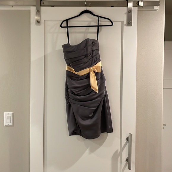 Alfred Angelo Gray Satin Strapless Dress - Picture 3 of 3
